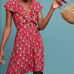 Anthropology Maeve Rosalia Floral Faux Wrap Dress